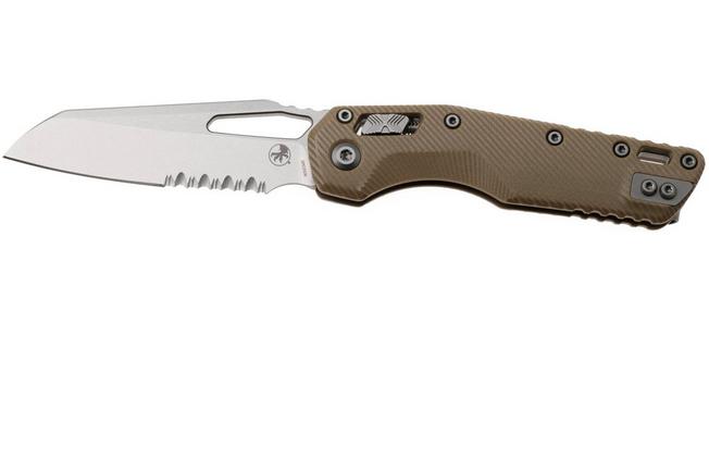 Afbeelding voor Microtech MSI Standard Issue 210-11FLGTTA, Stonewashed M390MK, Fluted Tan G10, partial serrated zakmes
