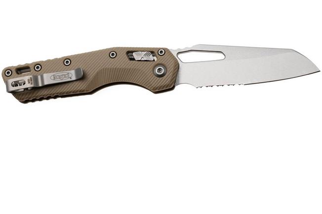 Afbeelding voor Microtech MSI Standard Issue 210-11FLGTTA, Stonewashed M390MK, Fluted Tan G10, partial serrated zakmes
