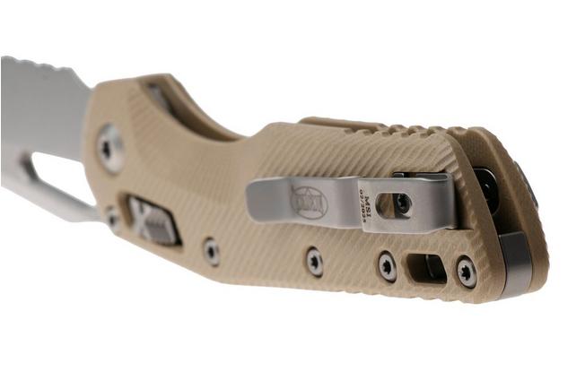 Afbeelding voor Microtech MSI Standard Issue 210-11FLGTTA, Stonewashed M390MK, Fluted Tan G10, partial serrated zakmes