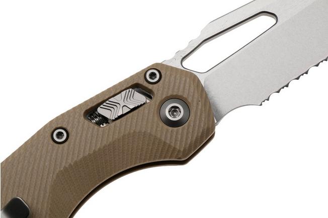 Afbeelding voor Microtech MSI Standard Issue 210-11FLGTTA, Stonewashed M390MK, Fluted Tan G10, partial serrated zakmes