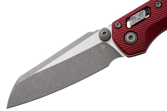 Afbeelding voor Microtech MSI Standard Issue Mini 210M-10APFLMR, Apocalyptic Stonewashed M390MK, Fluted Merlot Aluminium, zakmes