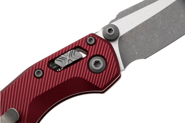 Afbeelding voor Microtech MSI Standard Issue Mini 210M-10APFLMR, Apocalyptic Stonewashed M390MK, Fluted Merlot Aluminium, zakmes