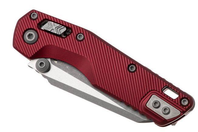 Afbeelding voor Microtech MSI Standard Issue Mini 210M-10APFLMR, Apocalyptic Stonewashed M390MK, Fluted Merlot Aluminium, zakmes