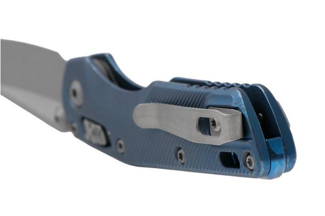 Afbeelding voor Microtech Marfione Select MSI Standard Issue Mini 210M-10APFLMS2, Apocalyptic Stonewashed M390MK, Fluted Antique Blue Titanium, Blue Accents, zakmes