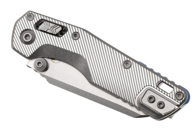 Afbeelding voor Microtech Marfione Select MSI Standard Issue Mini 210M-10FLMS3, Stonewashed M390MK, Fluted Titanium, Blue Accents, zakmes, Tony Marfione design