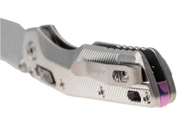 Afbeelding voor Microtech Marfione Select MSI Standard Issue Mini 210M-10FLMS4, Stonewashed M390MK, Fluted Titanium, Purple Accents, zakmes, Tony Marfione design