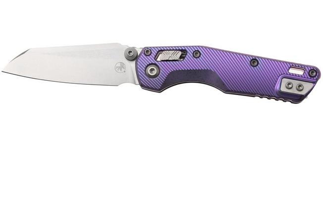 Afbeelding voor Microtech Marfione Select MSI Standard Issue Mini 210M-10FLMS6, Stonewashed M390MK, Fluted Purple Haze Titanium, Purple Accents, zakmes