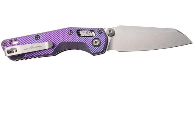 Afbeelding voor Microtech Marfione Select MSI Standard Issue Mini 210M-10FLMS6, Stonewashed M390MK, Fluted Purple Haze Titanium, Purple Accents, zakmes