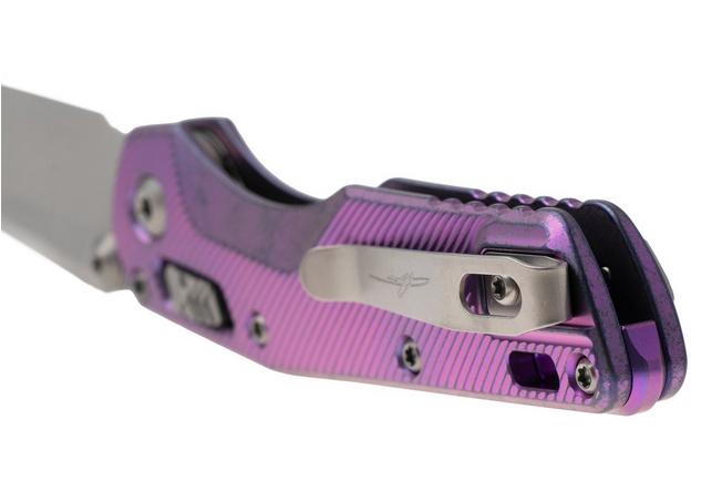 Afbeelding voor Microtech Marfione Select MSI Standard Issue Mini 210M-10FLMS6, Stonewashed M390MK, Fluted Purple Haze Titanium, Purple Accents, zakmes