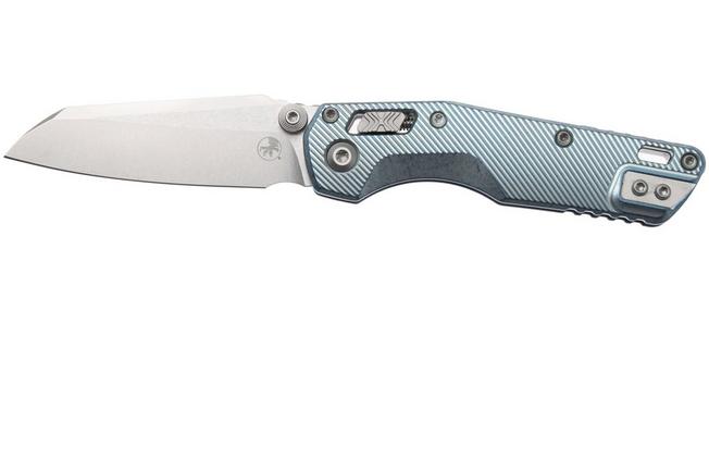 Afbeelding voor Microtech Marfione Select MSI Standard Issue Mini 210M-10FLMS7, Stonewashed M390MK, Fluted Ice Blue Titanium, Blue Accents, zakmes