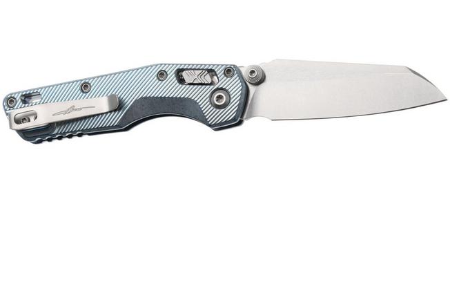 Afbeelding voor Microtech Marfione Select MSI Standard Issue Mini 210M-10FLMS7, Stonewashed M390MK, Fluted Ice Blue Titanium, Blue Accents, zakmes