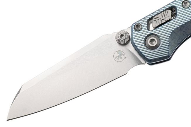 Afbeelding voor Microtech Marfione Select MSI Standard Issue Mini 210M-10FLMS7, Stonewashed M390MK, Fluted Ice Blue Titanium, Blue Accents, zakmes
