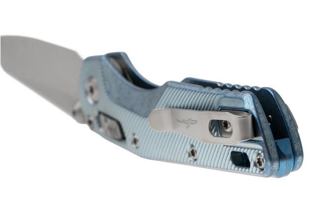 Afbeelding voor Microtech Marfione Select MSI Standard Issue Mini 210M-10FLMS7, Stonewashed M390MK, Fluted Ice Blue Titanium, Blue Accents, zakmes