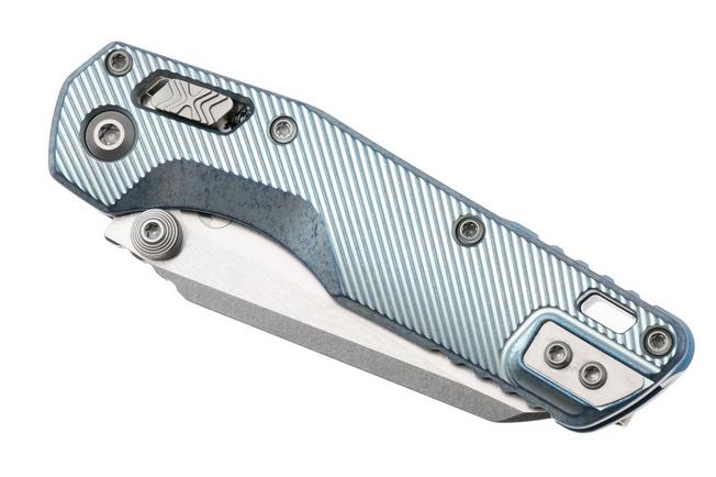 Afbeelding voor Microtech Marfione Select MSI Standard Issue Mini 210M-10FLMS7, Stonewashed M390MK, Fluted Ice Blue Titanium, Blue Accents, zakmes
