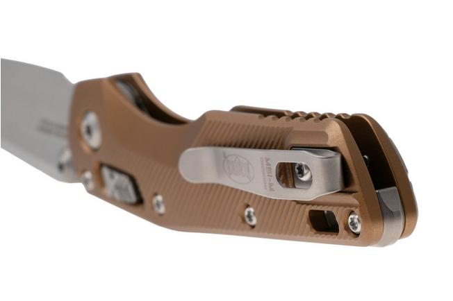 Afbeelding voor Microtech MSI Standard Issue Mini 210M-10FLTA, Stonewashed M390MK, Tan Fluted Aluminium zakmes 