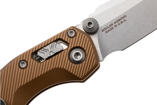 Afbeelding voor Microtech MSI Standard Issue Mini 210M-10FLTA, Stonewashed M390MK, Tan Fluted Aluminium zakmes 