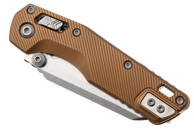 Afbeelding voor Microtech MSI Standard Issue Mini 210M-10FLTA, Stonewashed M390MK, Tan Fluted Aluminium zakmes 