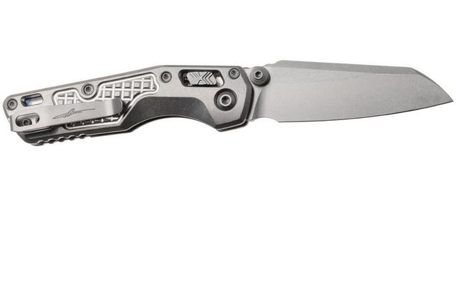 Afbeelding voor Microtech Marfione Select MSI Standard Issue Mini 210M-10FRMS3, Stonewashed M390MK, Frag Titanium, Blue Accents, zakmes, Tony Marfione design