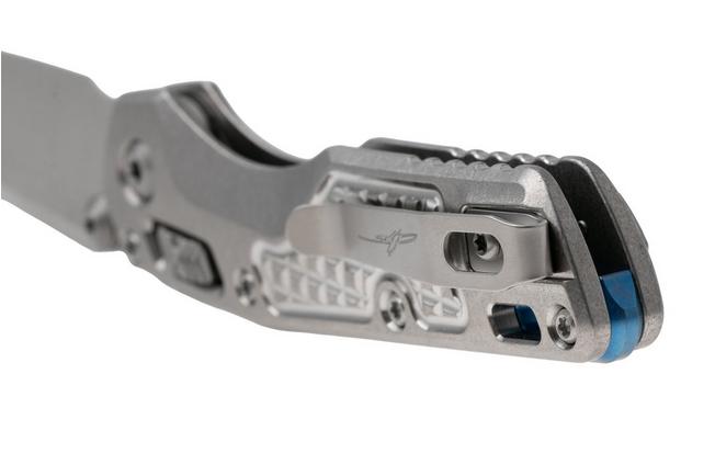 Afbeelding voor Microtech Marfione Select MSI Standard Issue Mini 210M-10FRMS3, Stonewashed M390MK, Frag Titanium, Blue Accents, zakmes, Tony Marfione design
