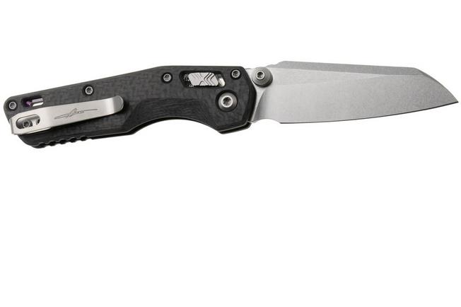 Afbeelding voor Microtech Marfione Select MSI Standard Issue Mini 210M-10MS10, Stonewashed M390MK, Slab Carbon Fibre, Purple Accents, zakmes, Tony Marfione design