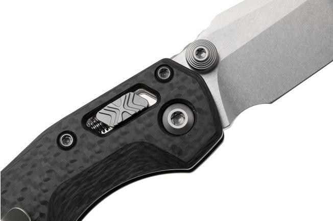 Afbeelding voor Microtech Marfione Select MSI Standard Issue Mini 210M-10MS9, Stonewashed M390MK, Slab Carbon Fibre, Blue Accents, zakmes, Tony Marfione design