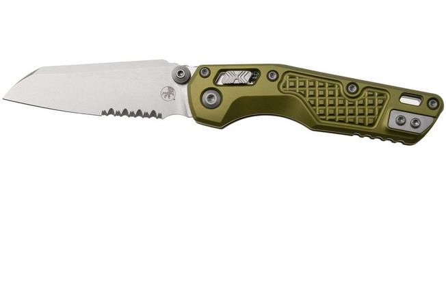 Afbeelding voor Microtech MSI Standard Issue Mini 210M-11FROD, Stonewashed M390MK, OD Green Frag Aluminium, deels gekarteld zakmes