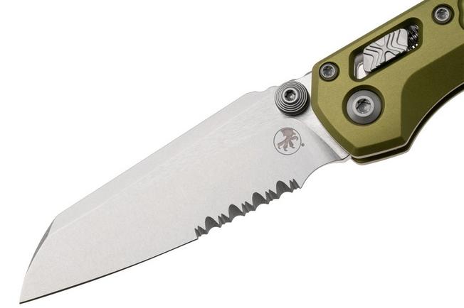 Afbeelding voor Microtech MSI Standard Issue Mini 210M-11FROD, Stonewashed M390MK, OD Green Frag Aluminium, deels gekarteld zakmes