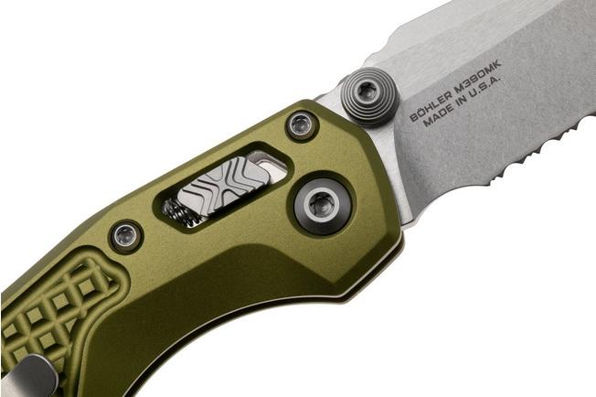 Afbeelding voor Microtech MSI Standard Issue Mini 210M-11FROD, Stonewashed M390MK, OD Green Frag Aluminium, deels gekarteld zakmes