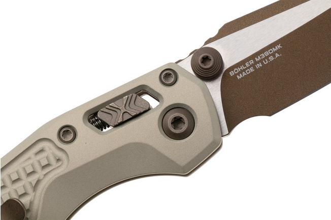 Afbeelding voor Microtech MSI Standard Issue Mini 210M-1FRCG-C19Z23, Burnt Bronze Cerakote M390MK, Champagne Gold Frag Aluminium, zakmes