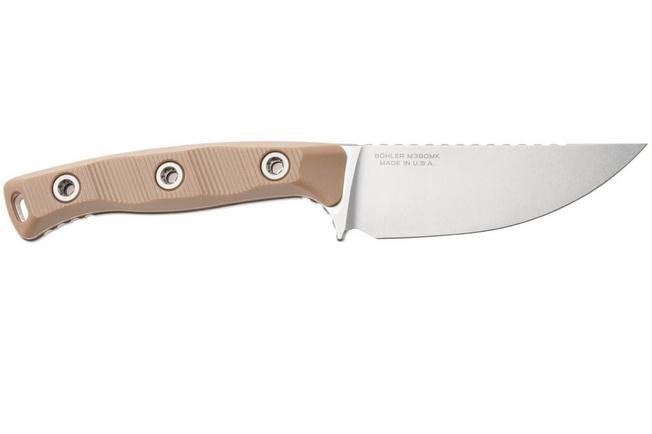 Afbeelding voor Microtech Akris 95-10DE-5, Stonewashed Böhler M390MK, Dark Earth G10, jachtmes, Black Kydex schede
