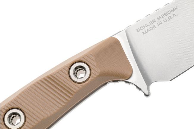Afbeelding voor Microtech Akris 95-10DE-5, Stonewashed Böhler M390MK, Dark Earth G10, jachtmes, Black Kydex schede