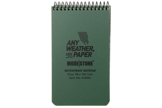 Afbeelding voor Modestone A13MIL Waterproof Top Spiral Military Notebook 76 x 130 mm, Olive, notitieboekje