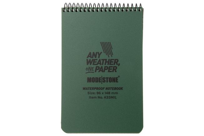 Afbeelding voor Modestone A33MIL Waterproof Top Spiral Military Notebook 96 x 148 mm, Olive, notitieboekje