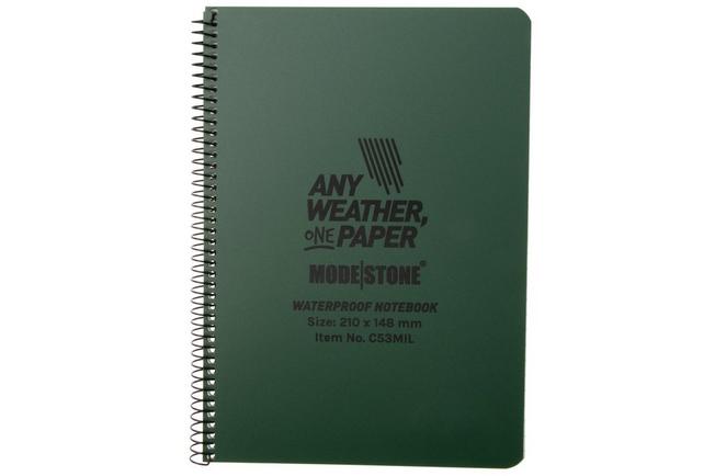Afbeelding voor Modestone C53MIL Waterproof Side Spiral Military Notebook A5 Olive, notitieboek