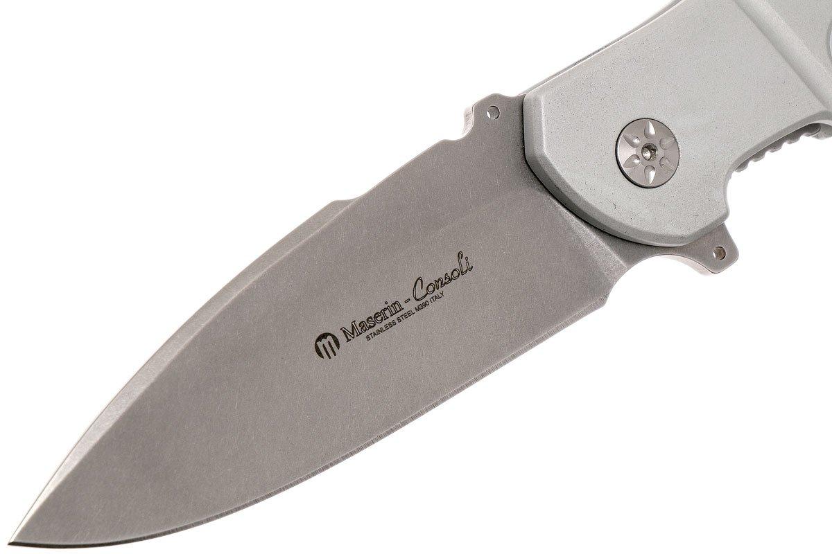 Maserin Pitbull 404/A Silver pocket knife, Sergio Consoli design