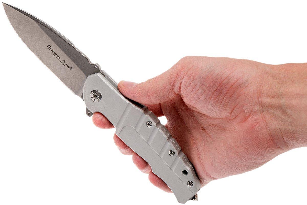 Maserin Pitbull 404/A Silver pocket knife, Sergio Consoli design