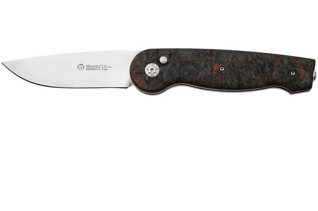 Afbeelding voor Maserin Summit 490/FCA Satin MagnaCut, Black Orange FatCarbon, zakmes