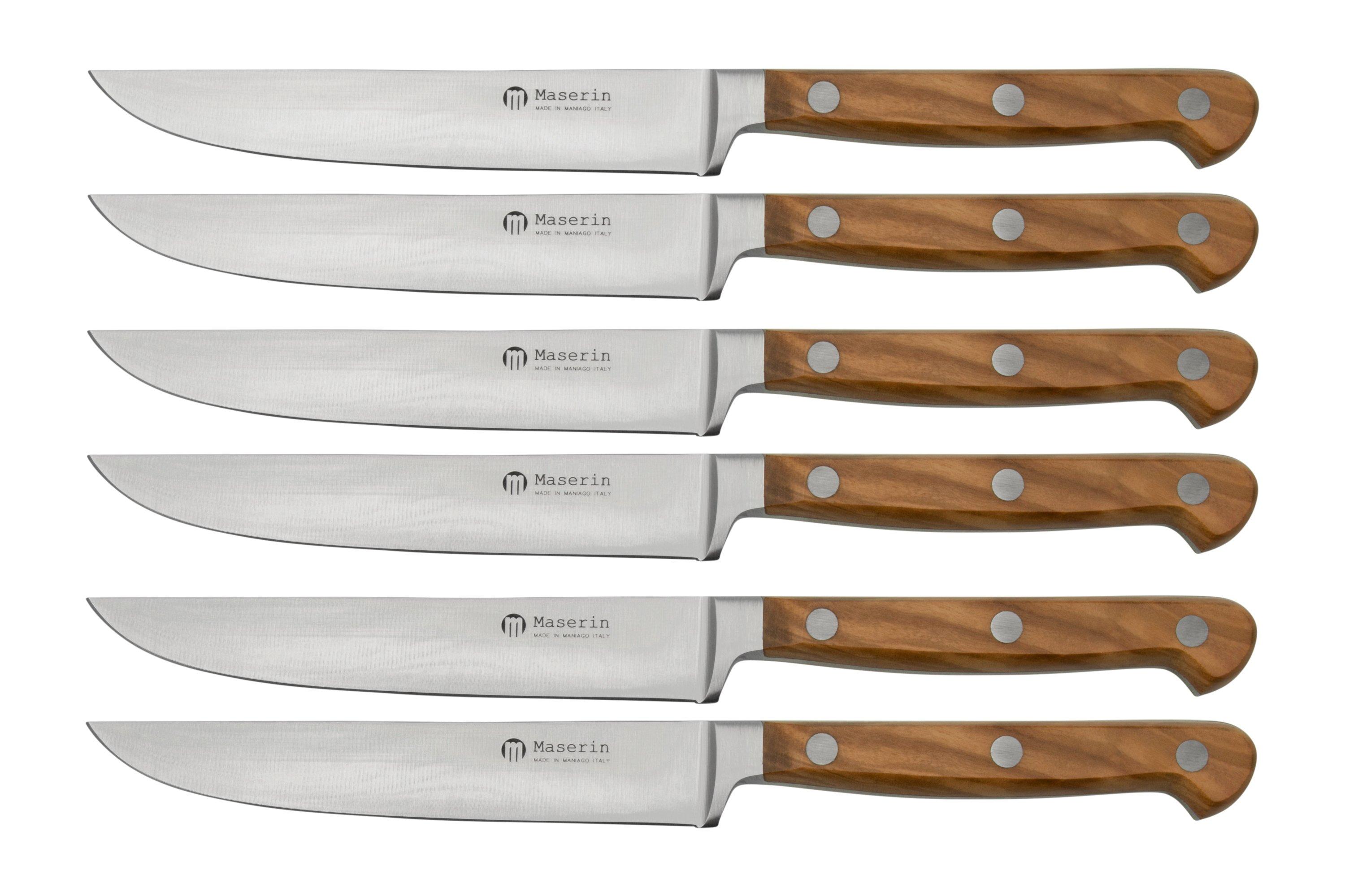 Set of 4 Maserin olive steak knives