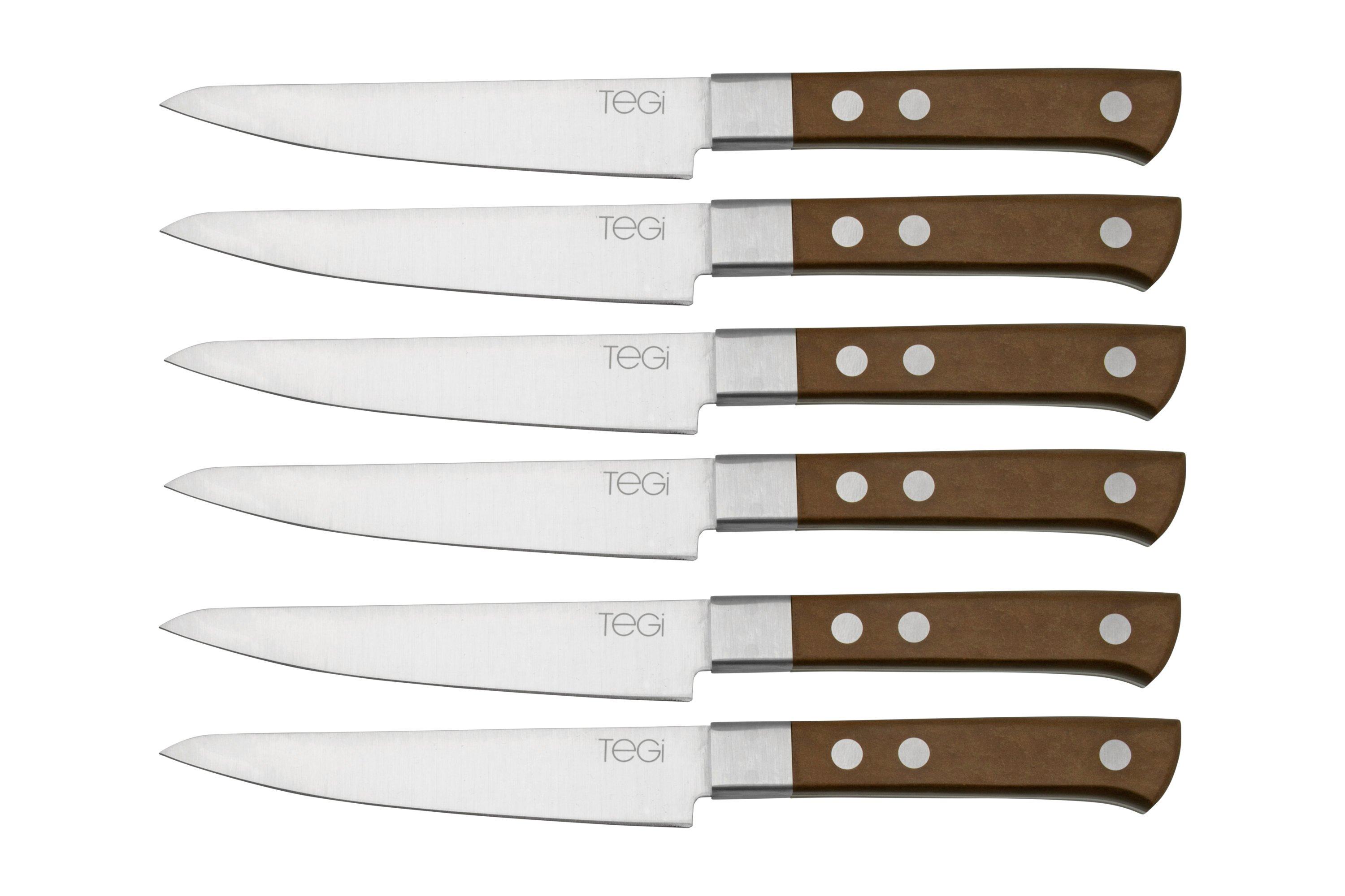 Maserin TEGI 2500TG01M 6piece steak knife set with bag, brown