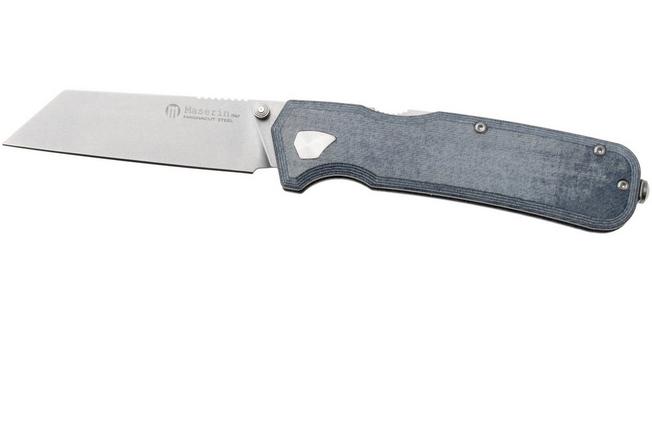 Afbeelding voor Maserin Pulse 631/MCJ Stonewashed CPM MagnaCut, Blue Jeans micarta zakmes, Igor Bortolussi design
