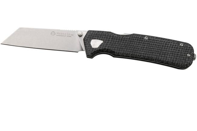 Afbeelding voor Maserin Pulse 631/MCN Stonewashed CPM MagnaCut, Black micarta zakmes, Igor Bortolussi design