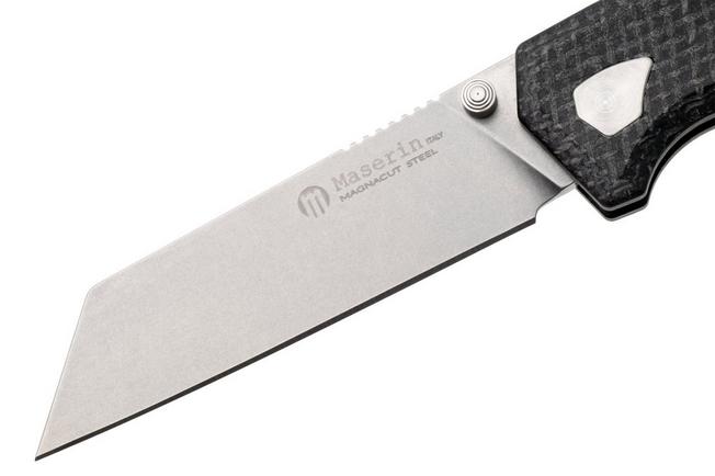 Afbeelding voor Maserin Pulse 631/MCN Stonewashed CPM MagnaCut, Black micarta zakmes, Igor Bortolussi design
