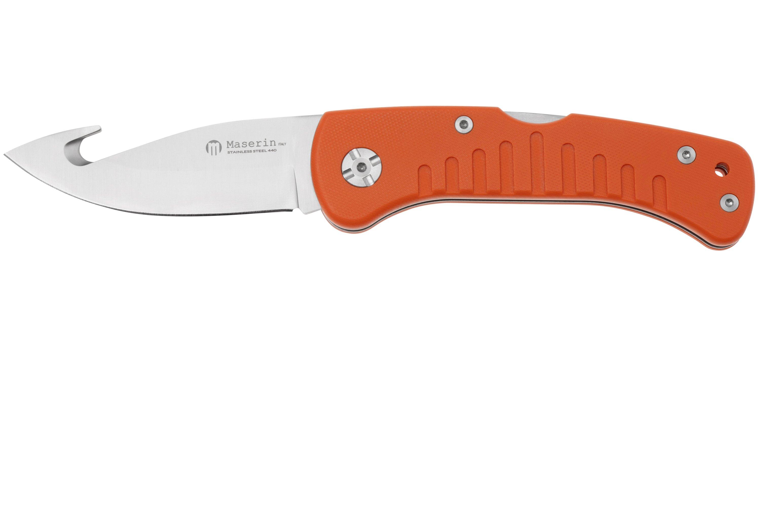 Maserin 763 Skinner Orange G10, Gut Hook, hunting pocket knife