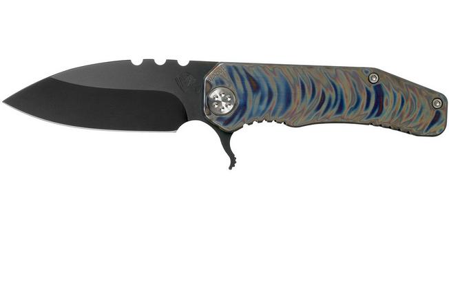 Imagen para Medford 187F Flipper Faced & Flamed Tsunami Ti, Blue Spring, PVD Black D2, navaja