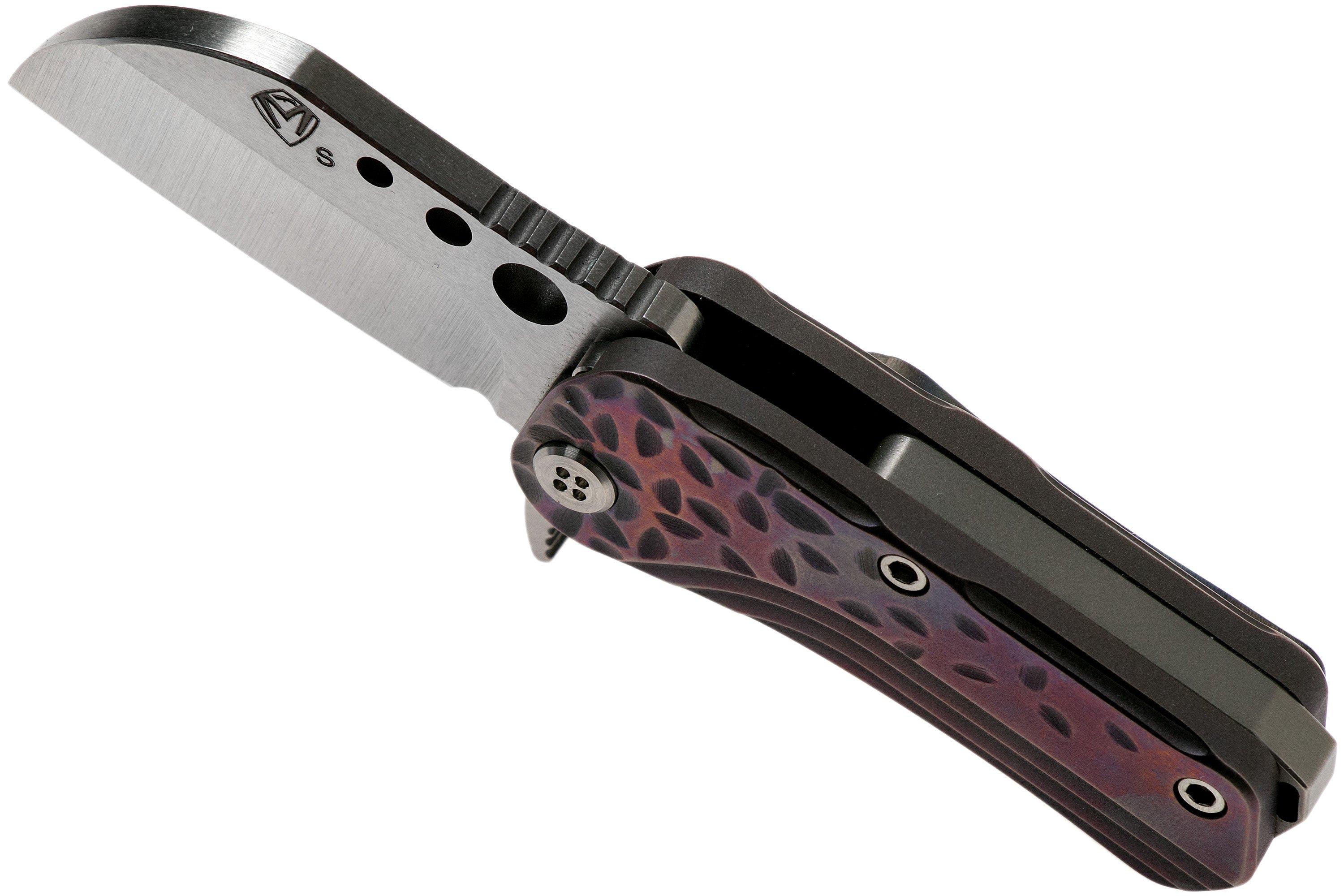 Medford Chunky Monkey S35VN Tumbled, Violet Falling Leaf Handle pocket