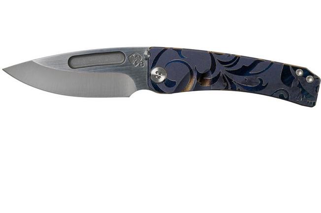 Image for Medford Dress Marauder S35VN, Predator Blue/Violet Acanthus Leaves Titanium, pocket knife