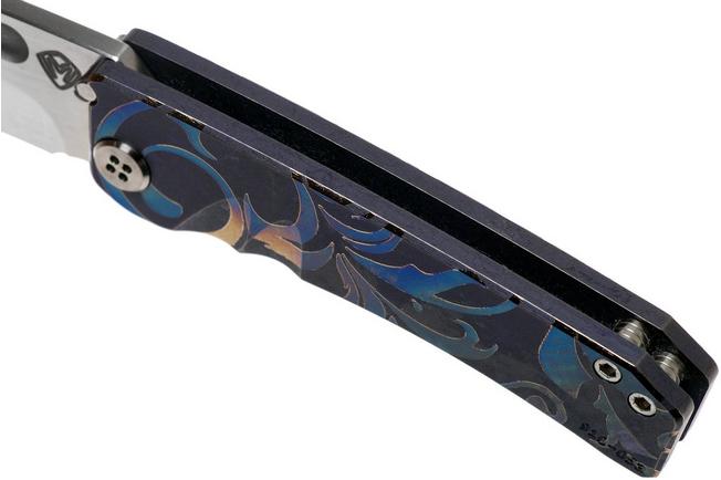 Image for Medford Dress Marauder S35VN, Predator Blue/Violet Acanthus Leaves Titanium, pocket knife