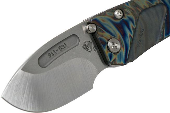 Image for Medford Der Hund S35VN, Faced/Flamed Blue Ti, pocket knife, Greg Medford design