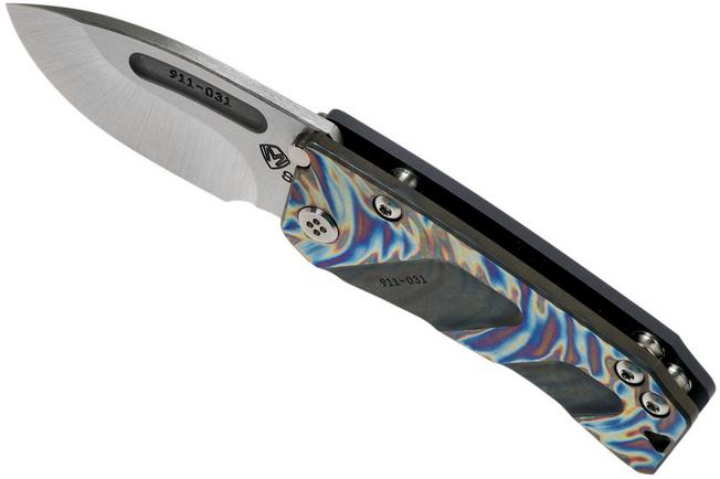 Image for Medford Der Hund S35VN, Faced/Flamed Blue Ti, pocket knife, Greg Medford design