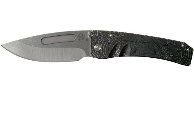 Image for Medford Midi Marauder Violet Anodised Handle, Art Nouveau Flora, Satin S35VN Satin pocket knife